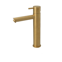 Hotbath Cobber middelhoge wastafelmengkraan met rechte uitloop zonder waste geborsteld messing CB003MSBB - thumbnail