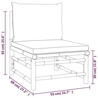 3-delige Loungeset met kussens bamboe taupe