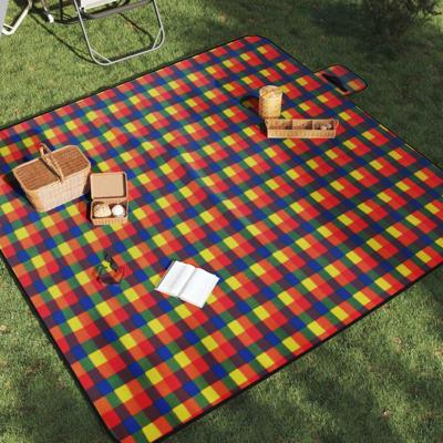 VidaXL Picknickkleed opvouwbaar geruit 200x200 cm fluweel meerkleurig