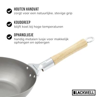 Blackwell Wokpan Voccelli Carbonstaal - ø 25 cm - zonder anti-aanbaklaag