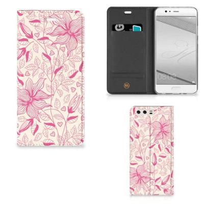 Huawei P10 Plus Smart Cover Pink Flowers