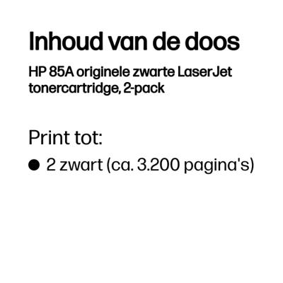 HP Toner 85A Origineel 2-pack Zwart 1600 bladzijden CE285AD - thumbnail