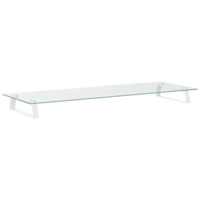 VidaXL Monitorstandaard 100x35x8 cm gehard glas en metaal wit VidaXL Monitorstandaard 100x35x8 cm gehard glas en metaal wit