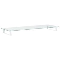 VidaXL Monitorstandaard 100x35x8 cm gehard glas en metaal wit - thumbnail