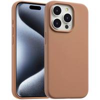 Accezz Liquid Silicone Backcover met MagSafe voor Apple iPhone 15 Pro Max Telefoonhoesje Bruin - thumbnail