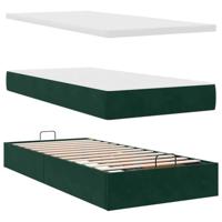 Ottoman bed met matras 100x200 cm fluweel donkergroen - thumbnail