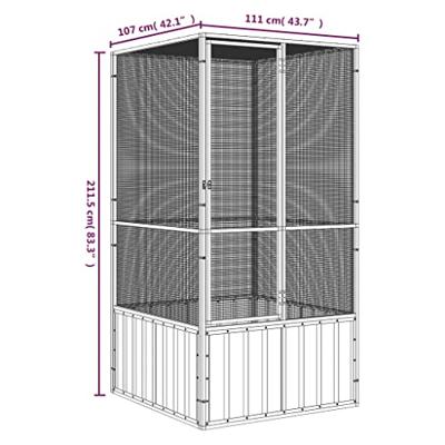 VidaXL Vogelkooi 111x107x211,5 cm gegalvaniseerd staal grijs VidaXL Vogelkooi 111x107x211,5 cm gegalvaniseerd staal grijs