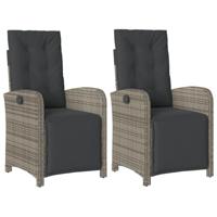 Tuinstoelen 2 st verstelbaar met voetensteun poly rattan grijs - thumbnail