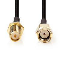 Nedis Antennekabel | RP-SMA Male | RP-SMA Female | Verguld | 50 Ohm | Enkelvoudig Afgeschermd | 5.00 m | Rond | PVC | Zwart | Label - CSGL02210BK50 - thumbnail