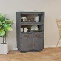 Hoge kast 67x40x108,5 cm massief grenenhout grijs - thumbnail