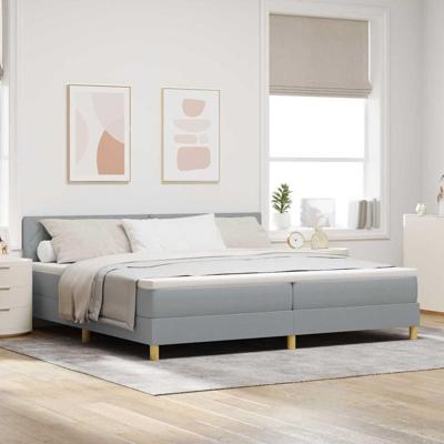 Boxspringbed met Matras & LED Lichtgrijs 200x200 cm Stof