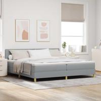 Boxspringbed met Matras & LED Lichtgrijs 200x200 cm Stof - thumbnail