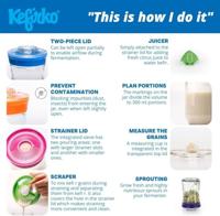 Kefirko Melk en water kefir maker 900 ml. - thumbnail