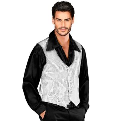 Glittervest zilver man - thumbnail