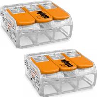 WAGO Lasklem Set 2 Stuks - 3-Pins Oranje voor Draden Verbinden - thumbnail