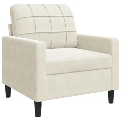 3-delige Loungeset met kussens fluweel crèmekleurig