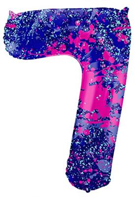 Folieballon Cijfer 7 Paint Splash Neon (86cm)