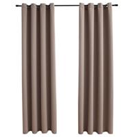 VidaXL Gordijn verduisterend met metalen ringen 2 st 140x245 cm taupe - thumbnail