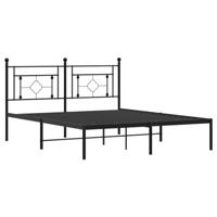 Bedframe met hoofdbord metaal zwart 160x200 cm - thumbnail