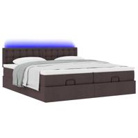 Ottoman bed met matrassen en LED's 200x200cm stof donkerbruin - thumbnail