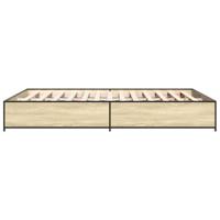 Bedframe bewerkt hout metaal sonoma eikenkleurig 150x200 cm - thumbnail