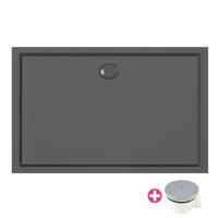 Douchebak Xenz Mariana | 110x90x4 cm | Incl.Afvoersifon-Chroom | Acryl | Rechthoekig | Zwart mat - thumbnail