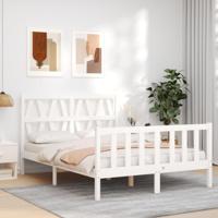 Bedframe zonder matras massief grenenhout wit 120x200 cm - thumbnail