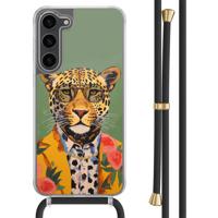 Samsung Galaxy S23 Plus hoesje met zwart koord - Luipaard hipster - thumbnail