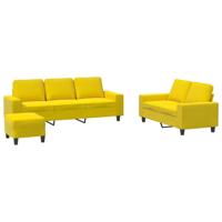 3-delige Loungeset stof lichtgeel - thumbnail