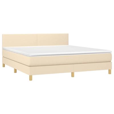 Boxspring met matras stof crèmekleurig 180x200 cm