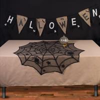 2 PC'S Halloween Party Black Lace Spider Web tafelkleed decoratie grootte: 102x102CM - thumbnail
