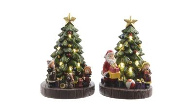 LED kerstboom 2ass op batterij 10x9x16 cm warm wit Kerst Lumineo kerstfiguur - Lumineo