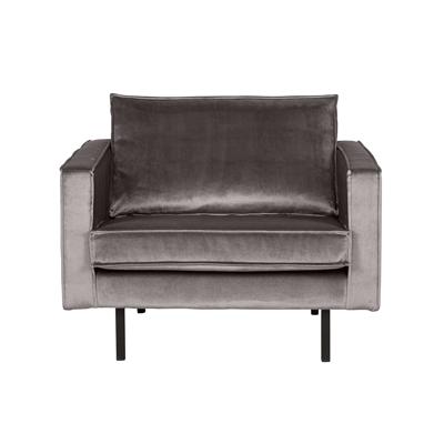 WOOOD Fauteuil 'Rodeo' Velours, kleur Taupe