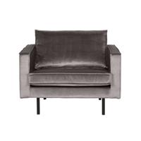 WOOOD Fauteuil 'Rodeo' Velours, kleur Taupe - thumbnail