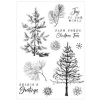 Sizzix • clear stamp set a5 with framelits die pine holidays 21pcs - thumbnail