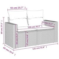 10-delige Loungeset met kussens poly rattan grijs - thumbnail