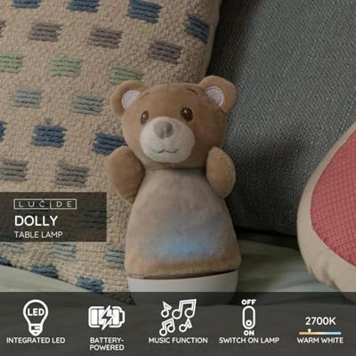 Lucide DOLLY - Tafellamp Kinderkamer - Batterijen - LED - 1x3W 2700K - Met muziekfunctie - Bruin
