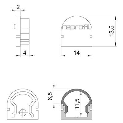 Deko Light 979582 Endkappe R-AU-01-08 Set 2 Stk, Schwarz Profieleindkap Kunststof (l x b x h) 14 x 6 x 13.5 mm 1 stuk(s)