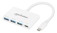 Manhattan 168434 USB 3.1 Gen 1-hub Met USB-C stekker Wit - thumbnail