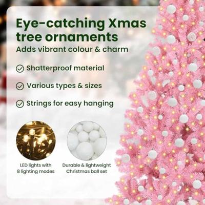 VidaXL Kunstmatig voorverlicht kerstboom met 300 led roze 180 cm pvc