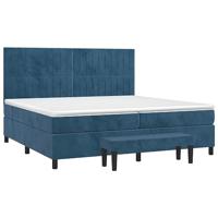 Boxspring met matras fluweel donkerblauw 200x200 cm - thumbnail