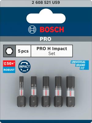 Bosch Accessoires pro h impact bits | h3 | h4 | h5 (x2) | h6 | 25 mm | 5 stuks - 2608521u59 Bosch Accessoires pro h impact bits | h3 | h4 | h5 (x2) | h6 | 25 mm | 5 stuks - 2608521u59