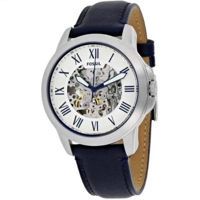 Fossil HerenhorlogeME3111 &apos;Grant&apos; automatisch blauw leer