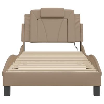 Bedframe met LED-verlichting kunstleer cappuccino 90x190 cm