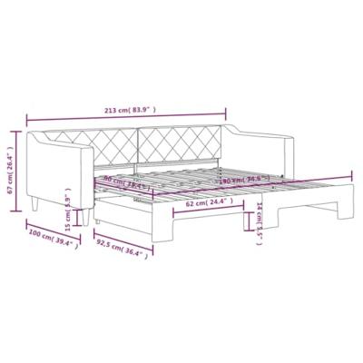 Slaapbank met onderschuifbed 90x190 cm stof lichtgrijs