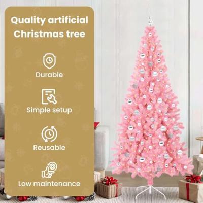 VidaXL Kerstboom met 300 led met standaard roze 210 cm pvc VidaXL Kerstboom met 300 led met standaard roze 210 cm pvc