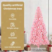 VidaXL Kerstboom met 300 led met standaard roze 210 cm pvc - thumbnail