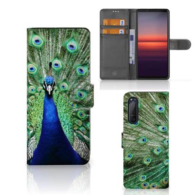 Sony Xperia 5II | Telefoonhoesje | Met pasjeshouder | Pauw