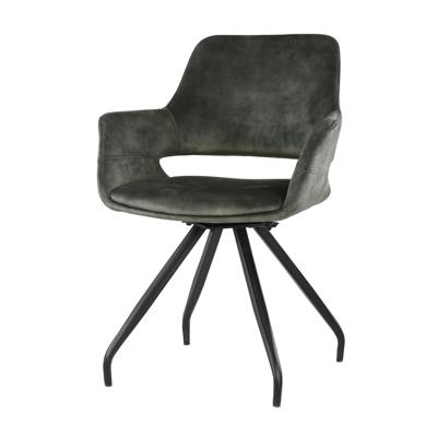 LivingFurn Eetkamerstoel 'Capp' Velvet, kleur Olive