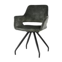 LivingFurn Eetkamerstoel 'Capp' Velvet, kleur Olive - thumbnail